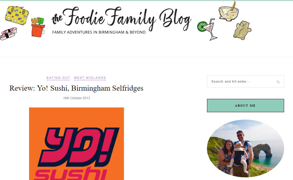 Blogger outreach - a Yo! Sushi review by Foodie Family Blog